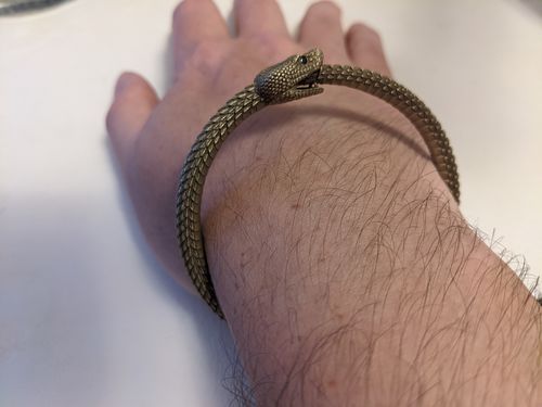 Customer photo review of Brass Ouroboros Bracelet