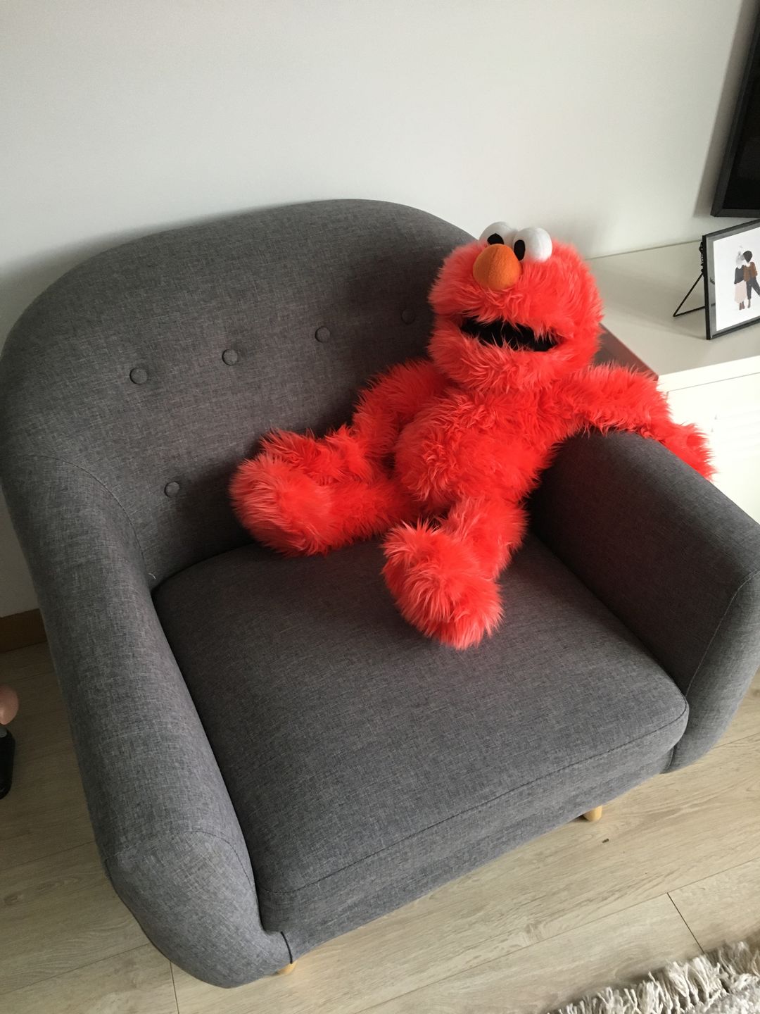 Customer photo review of Elmo Marionnette Sesame Street