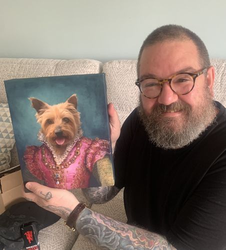 Customer photo review of The Countess – Custom Vintage Pet Canvas