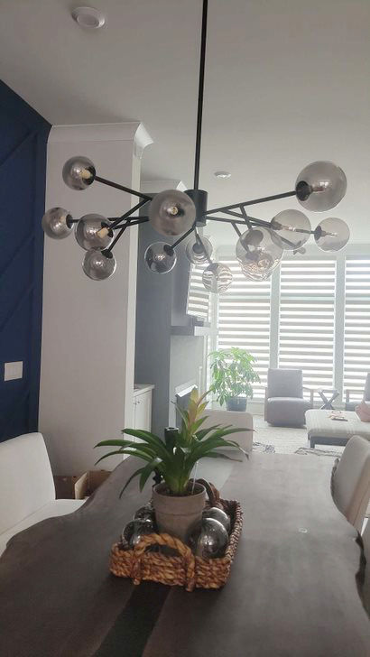 Customer photo review of 15-Light Bubble Modern Linear Chandelier