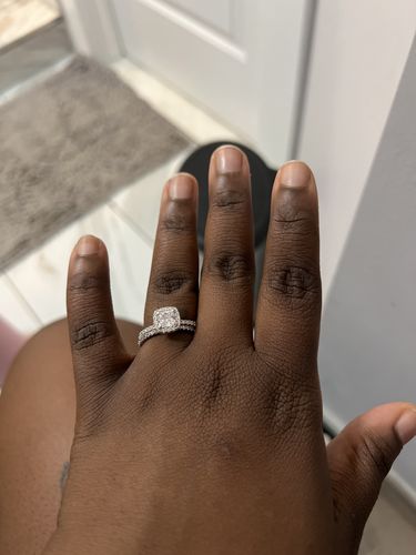 Customer photo review of Halo Cushion Cut CZ Ring in Sterling Silver