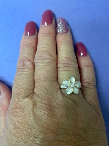 Customer photo review of Single Plumeria Two Tone Ring 15mm