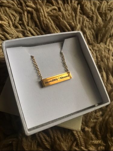 Customer photo review of Personalized Horizontal Bar Necklace