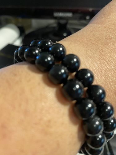 Customer photo review of Natural Green Eye Obsidian Wealth Bracelet