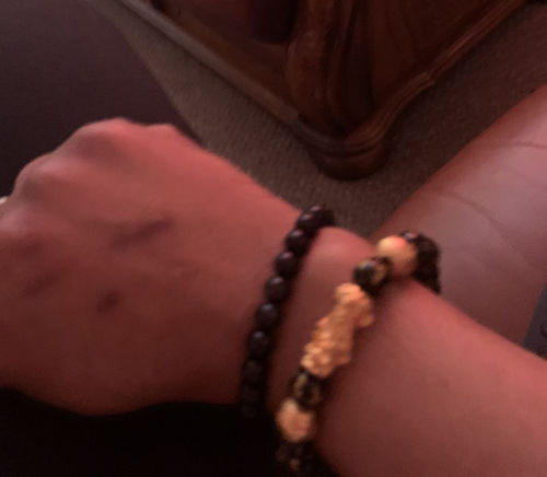 Customer photo review of Natural Green Eye Obsidian Wealth Bracelet