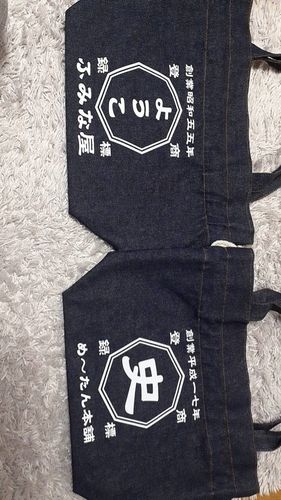 Customer photo review of 商店風デニム巾着トートバッグ