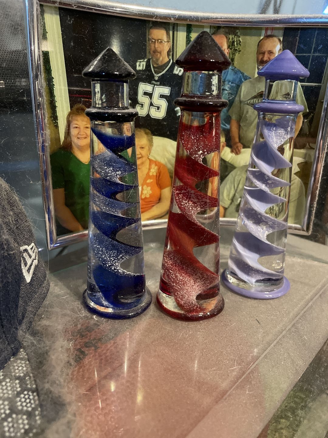 Customer photo review of Memorial Glass Lighthouse with Cremation Ashes