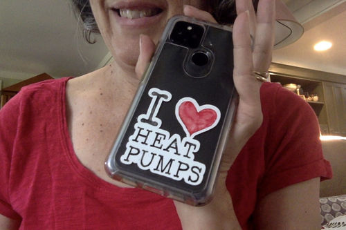 Customer photo review of I Heart Heat Pumps Sticker