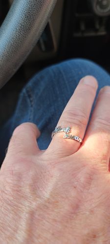 Customer photo review of Personalized Double Name Ring