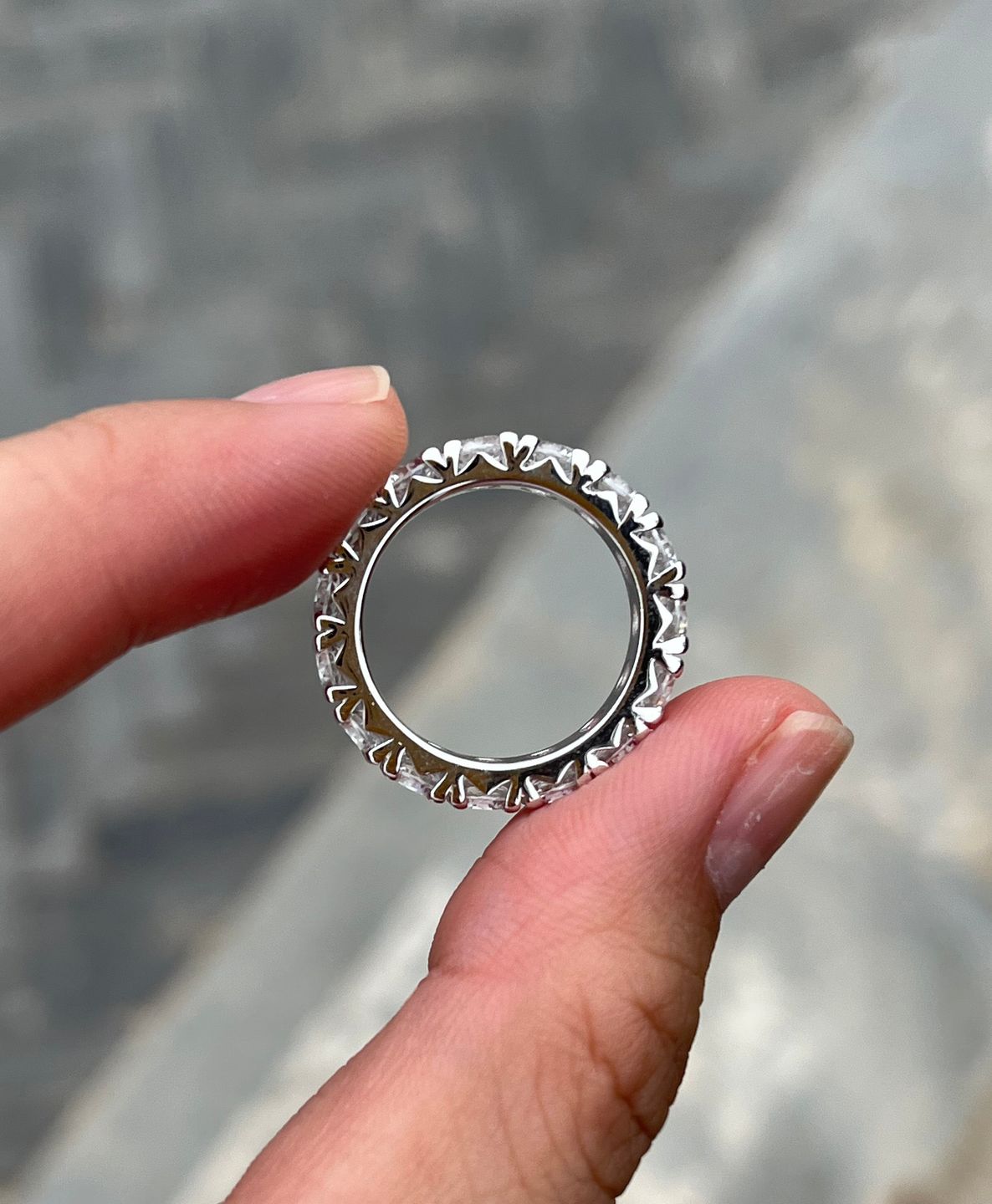 Customer photo review of Louily Stunning Round Cut Women's Wedding Band In Sterling Silver