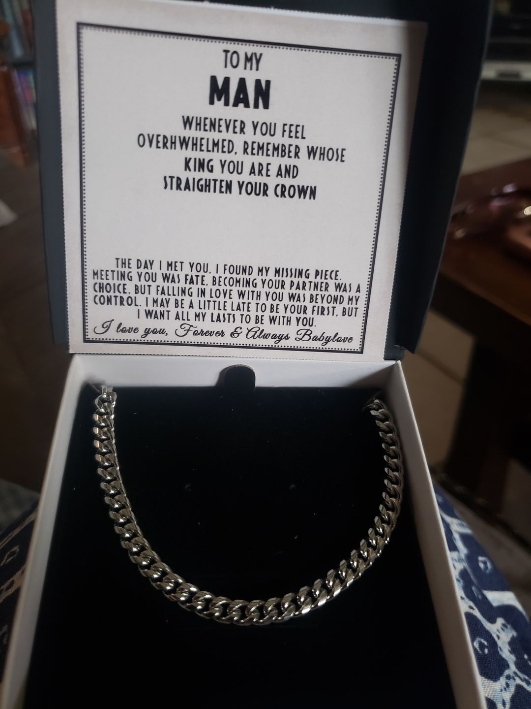 Customer photo review of To My Man - Straighten Your Crown - Cuban Link Chain Necklace