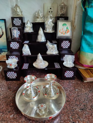 Customer photo review of Wooden 5 Step Deity / Pooja Stand With Lamp Stand Set (Pair)