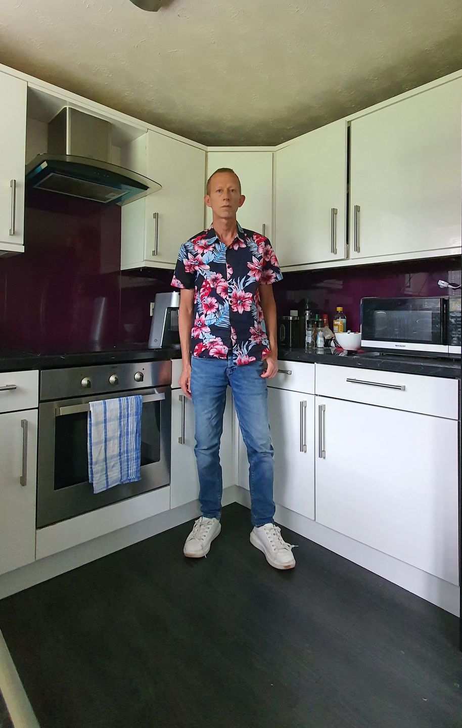 Customer photo review of Men's Hawaii Tropical Plant Print Floral Cotton Shirt
