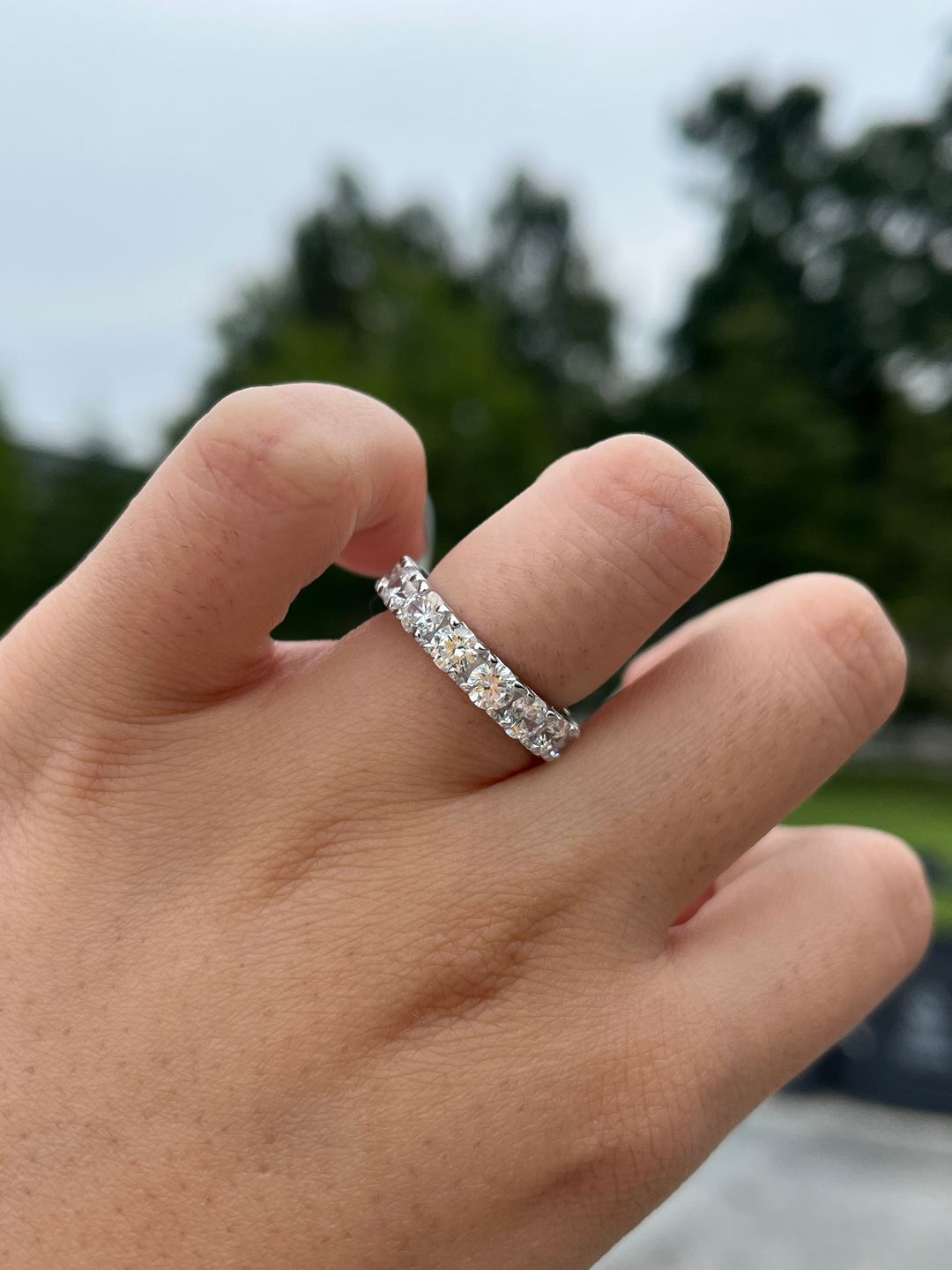 Customer photo review of Louily Stunning Round Cut Women's Wedding Band In Sterling Silver