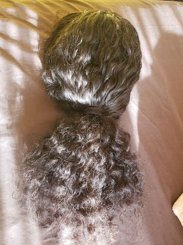 Customer photo review of Water Wave 4x4 Lace Closure Wigs Virgin Human Hair Transparent Lace Wigs
