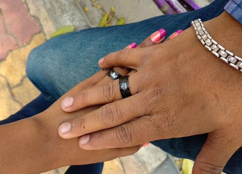 Customer photo review of 'Demure Rose' Rings