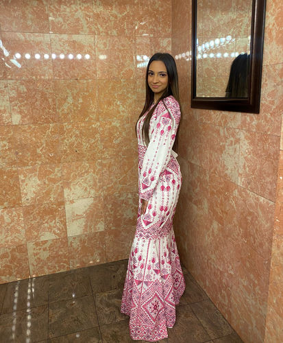 Customer photo review of White/Pink Modern Full Embroidered Mermaid Thobe