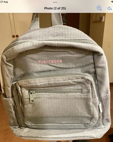 Customer photo review of Corduroy Backpack - Seafoam