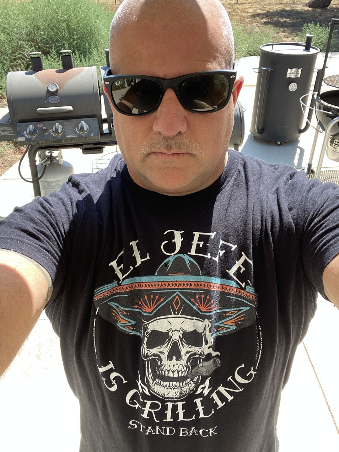 Customer photo review of Premium El Jefe Is Grilling OG Greaser Tee