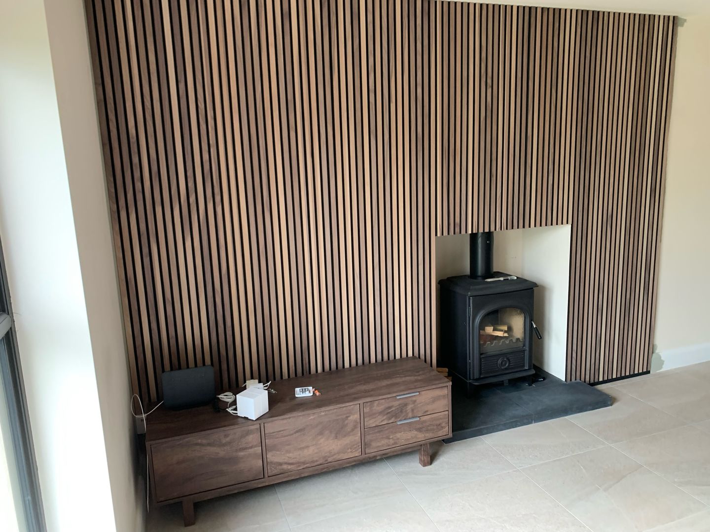 Customer photo review of SlatWall Acoustic Walnut