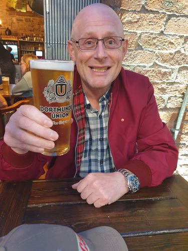Customer photo review of Mens Harrington Bomber Jacket - Burgundy