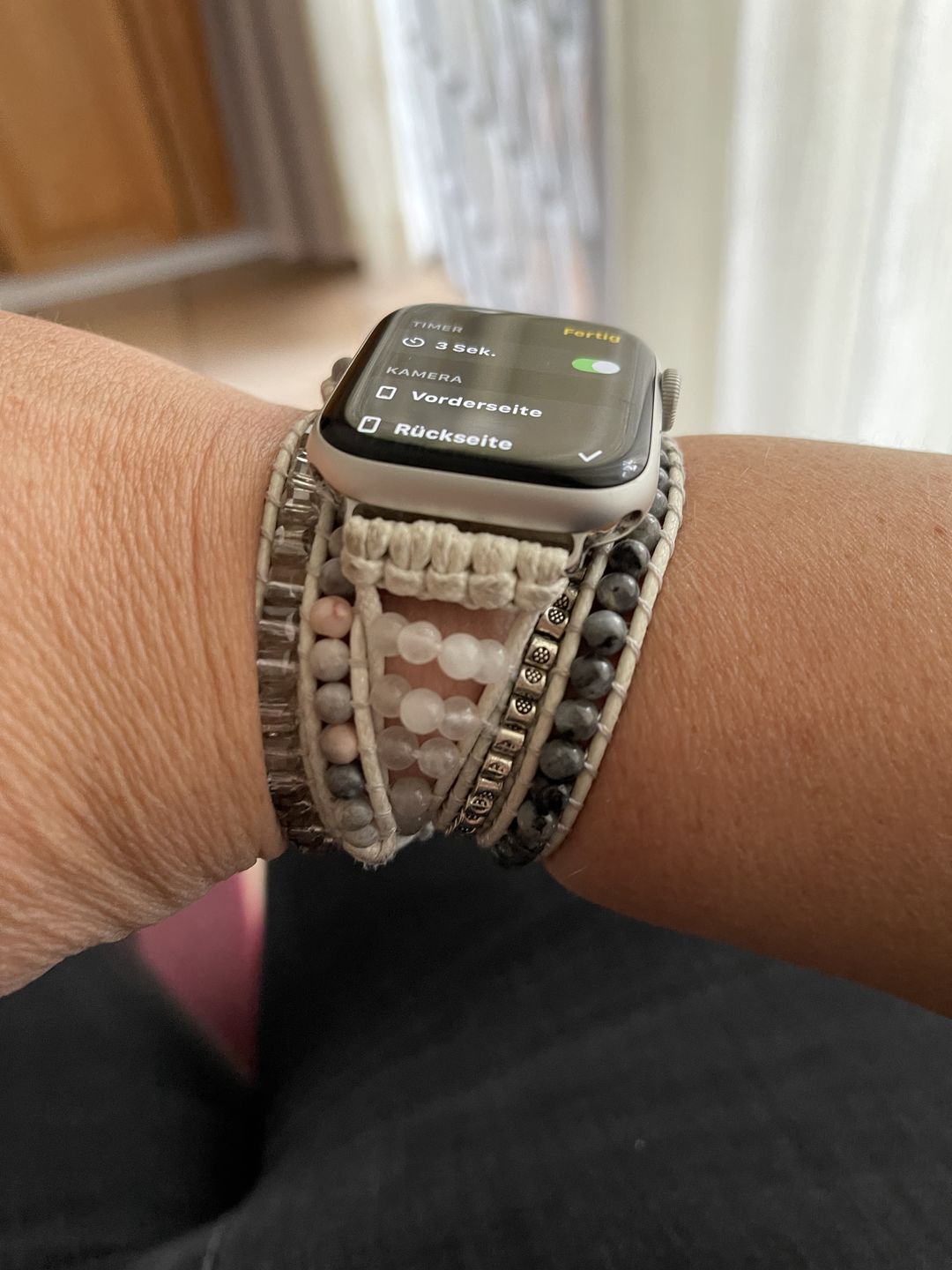 Customer photo review of White Labradorite Apple Watch Strap