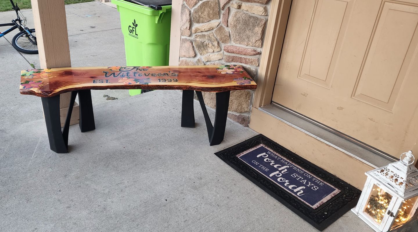 Customer photo review of Metal Bench Legs - 104 Norah - 13W, 16H inch - Set of 2 pcs - Flowyline
