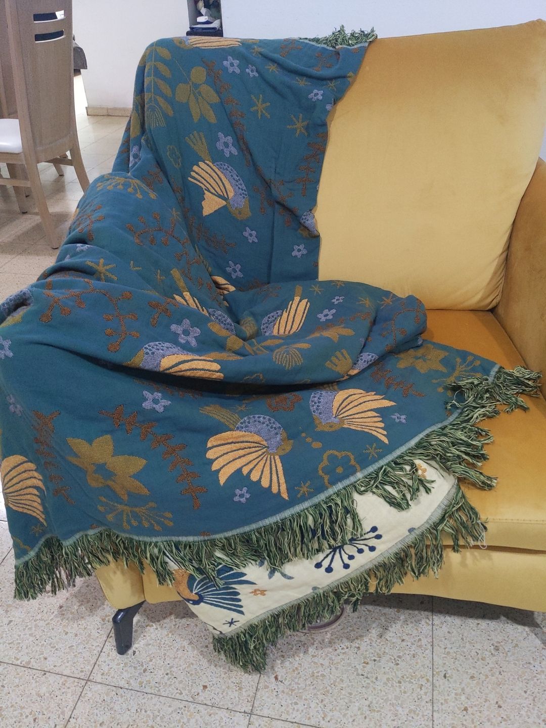 Customer photo review of 4 Layers Cotton Queen Blanket 100% cotton Muslin Sofa Throw Boho throw blanket