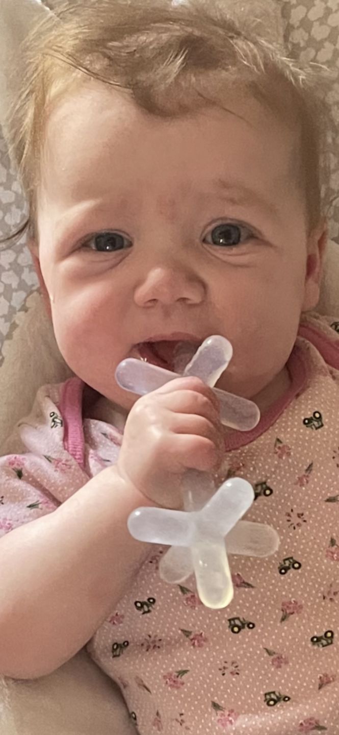 Customer photo review of moonjax® baby teether 2-pack