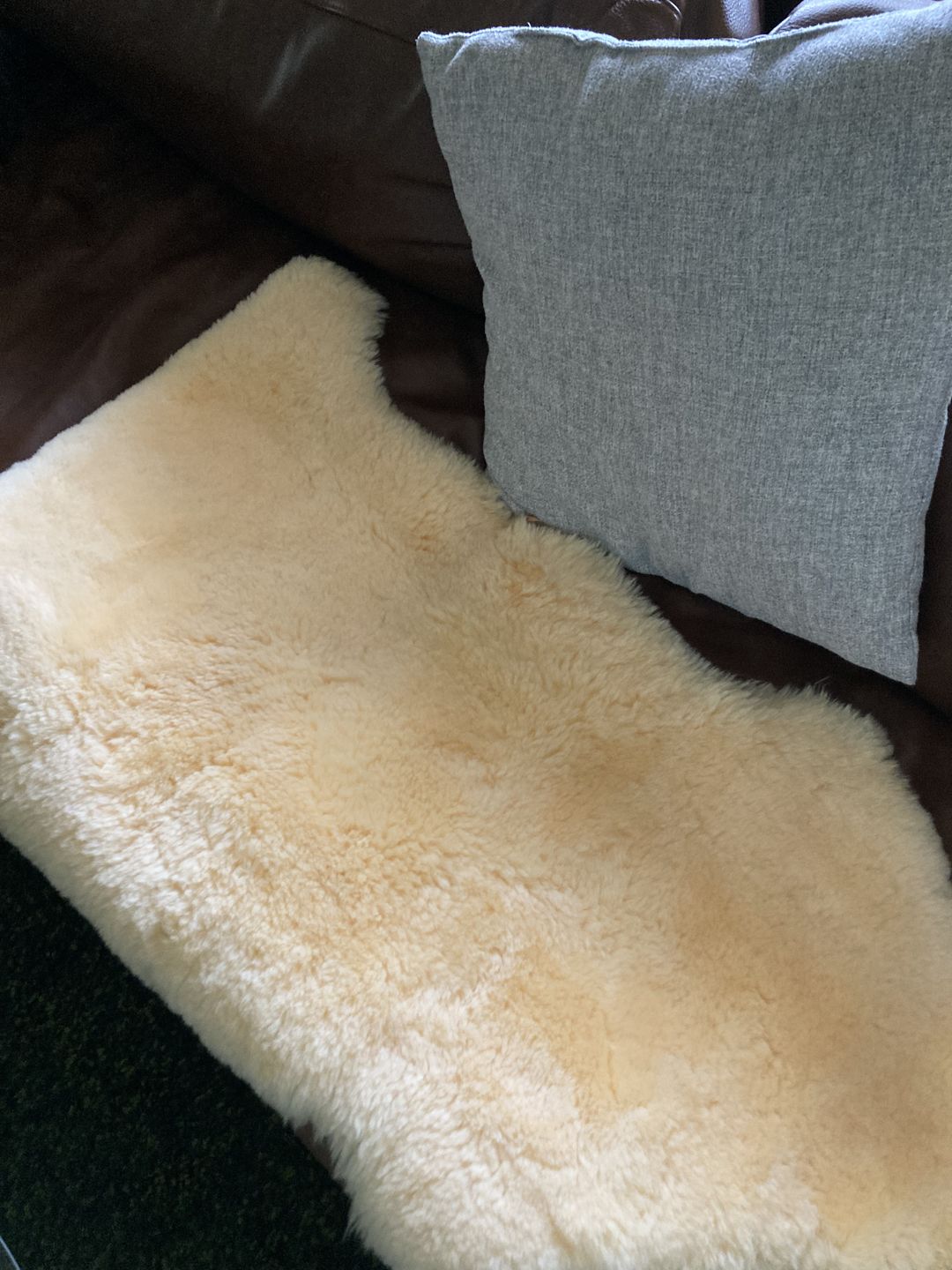 Customer photo review of Sheepskin Rug for Babies, 100% Natural, Shorn Lambskin Wool, 2 x 3 Feet, Flax