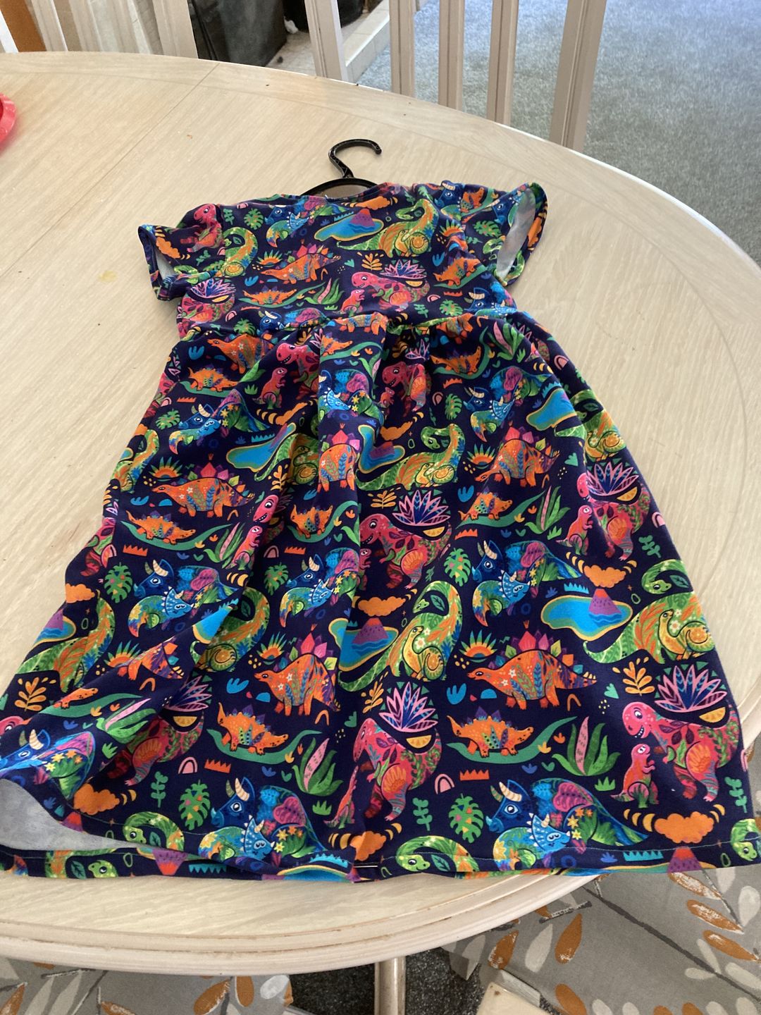 Customer photo review of Multicoloured Dinosaurs on Navy French Terry Fabric