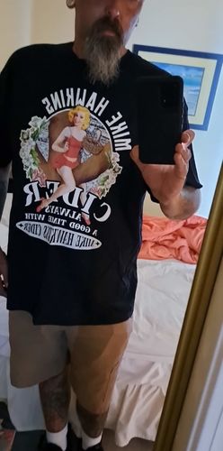 Customer photo review of Mike Hawkins Cider Cotton Tee