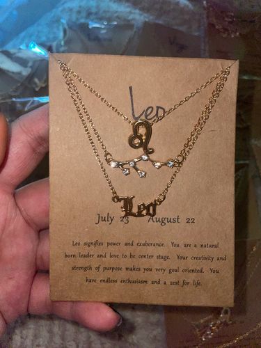 Customer photo review of Zodiac Sign Necklace Set - 3 Pieces