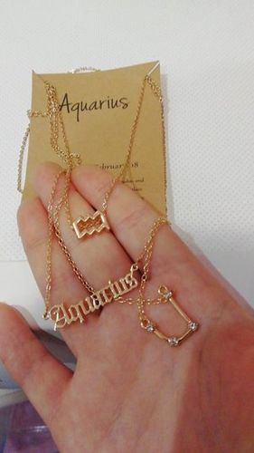 Customer photo review of Zodiac Sign Necklace Set - 3 Pieces