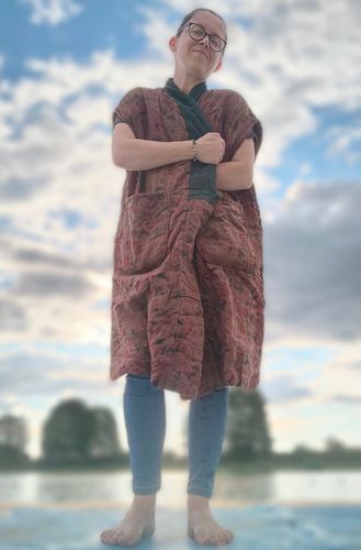 Customer photo review of Linen Vintage Floral Patchwork Pocket Sleeveless Vest Coat