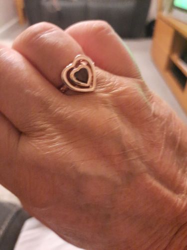 Customer photo review of Lattice Heart Solitaire Ring with Garnet