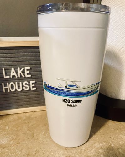 Customer photo review of Custom 20 oz. Stainless Steel Boat Tumbler