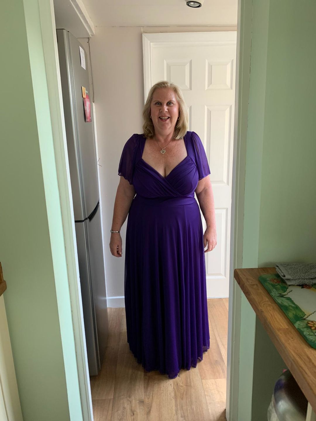 Customer photo review of Kemi Purple Bolero Wrap Bodice Maxi Gown