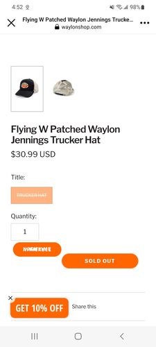 Customer photo review of Waylon Jennings Flying W Patch