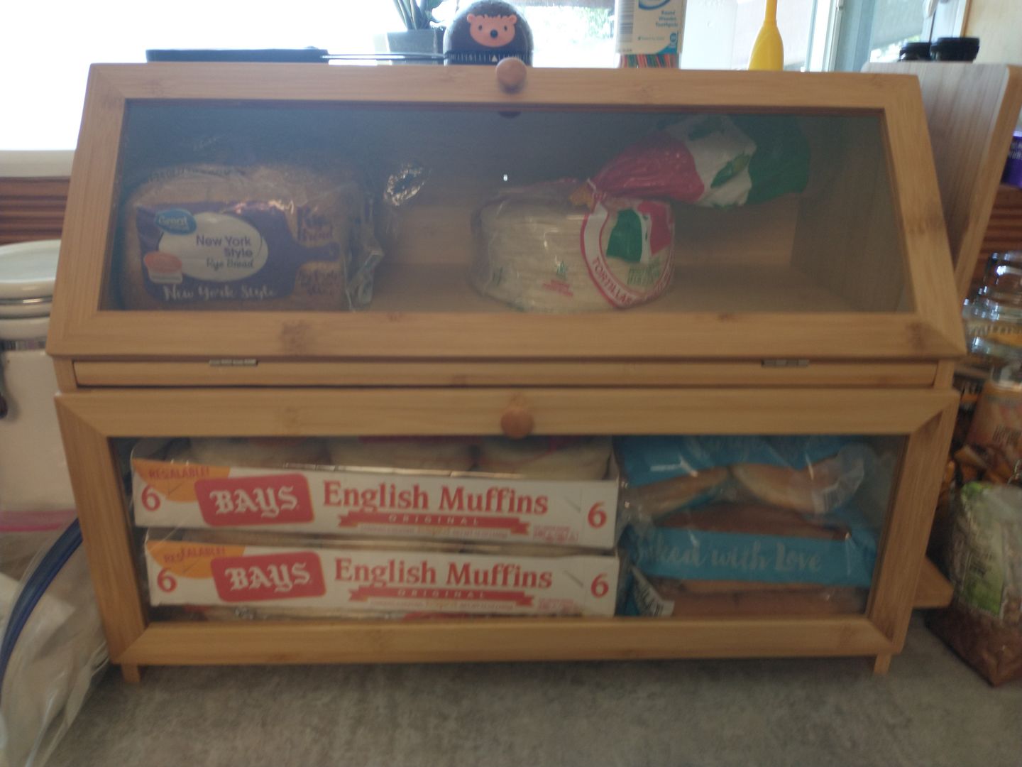 Customer photo review of Large Capacity Bread Storage Bin with Cutting Board