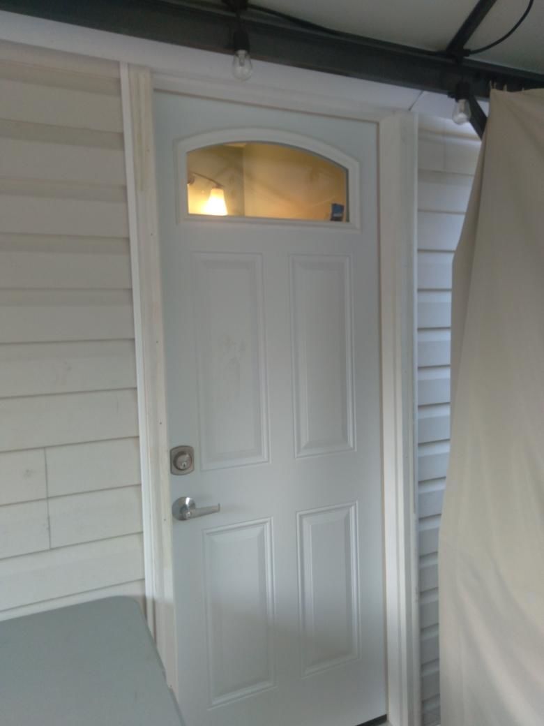 Customer photo review of Clear Arched Top Glass and Frame Kit (Fanlite 24" x 12" Frame Size)