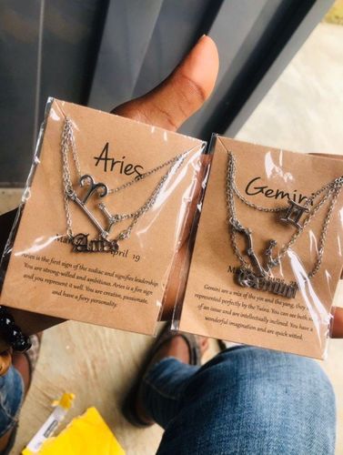 Customer photo review of Zodiac Sign Necklace Set - 3 Pieces