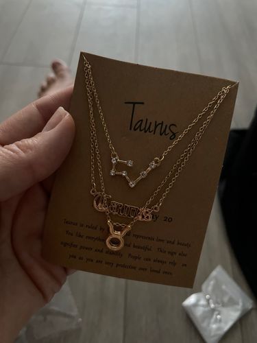 Customer photo review of Zodiac Sign Necklace Set - 3 Pieces