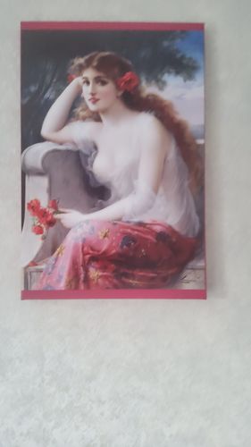 Customer photo review of Young Beauty with Poppies, vintage artwork by Emile Vernon, A3 (16x12") Reproduction Poster Print
