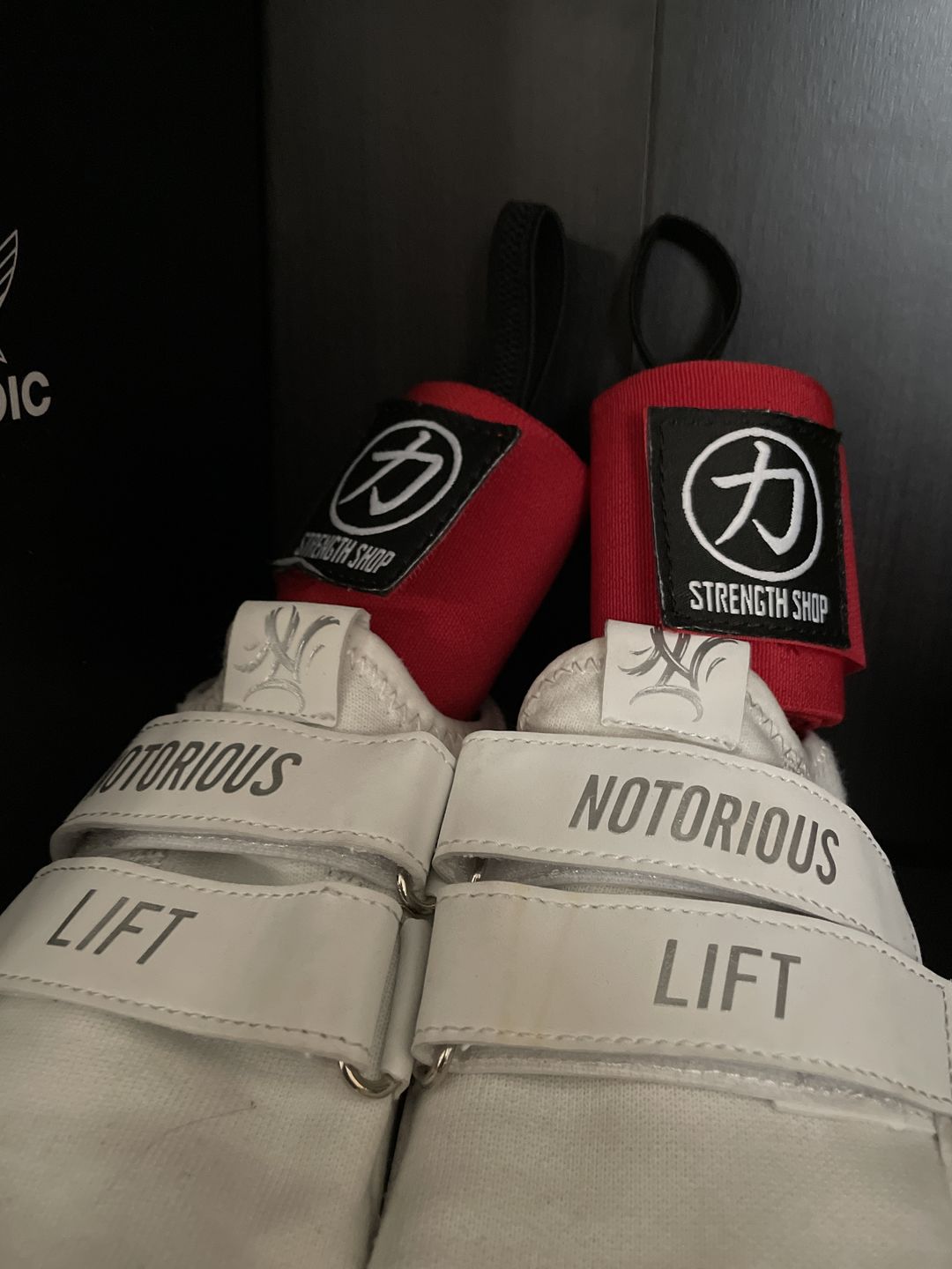 Customer photo review of Strength Shop Super Stiff Wrist Wraps - Red - IPF Approved