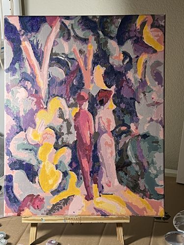 Customer photo review of Couple on the Forest Track - Paint by Numbers