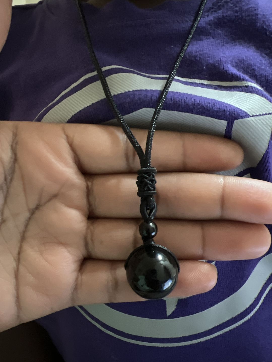 Customer photo review of Obsidian Stone Necklace