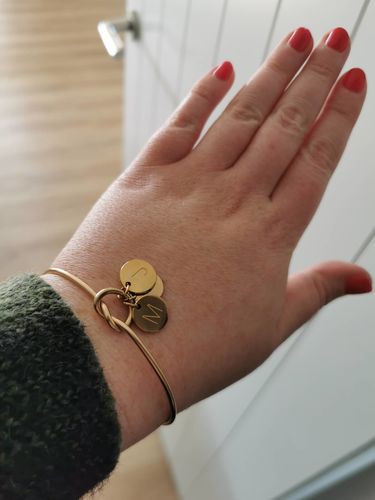 Customer photo review of AC Three Charm Initial Bracelet