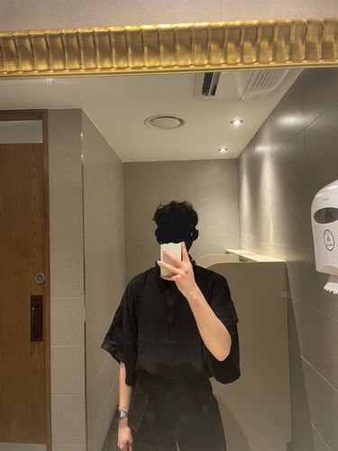 Customer photo review of Summer Stand Collar Half Sleeve Shirt