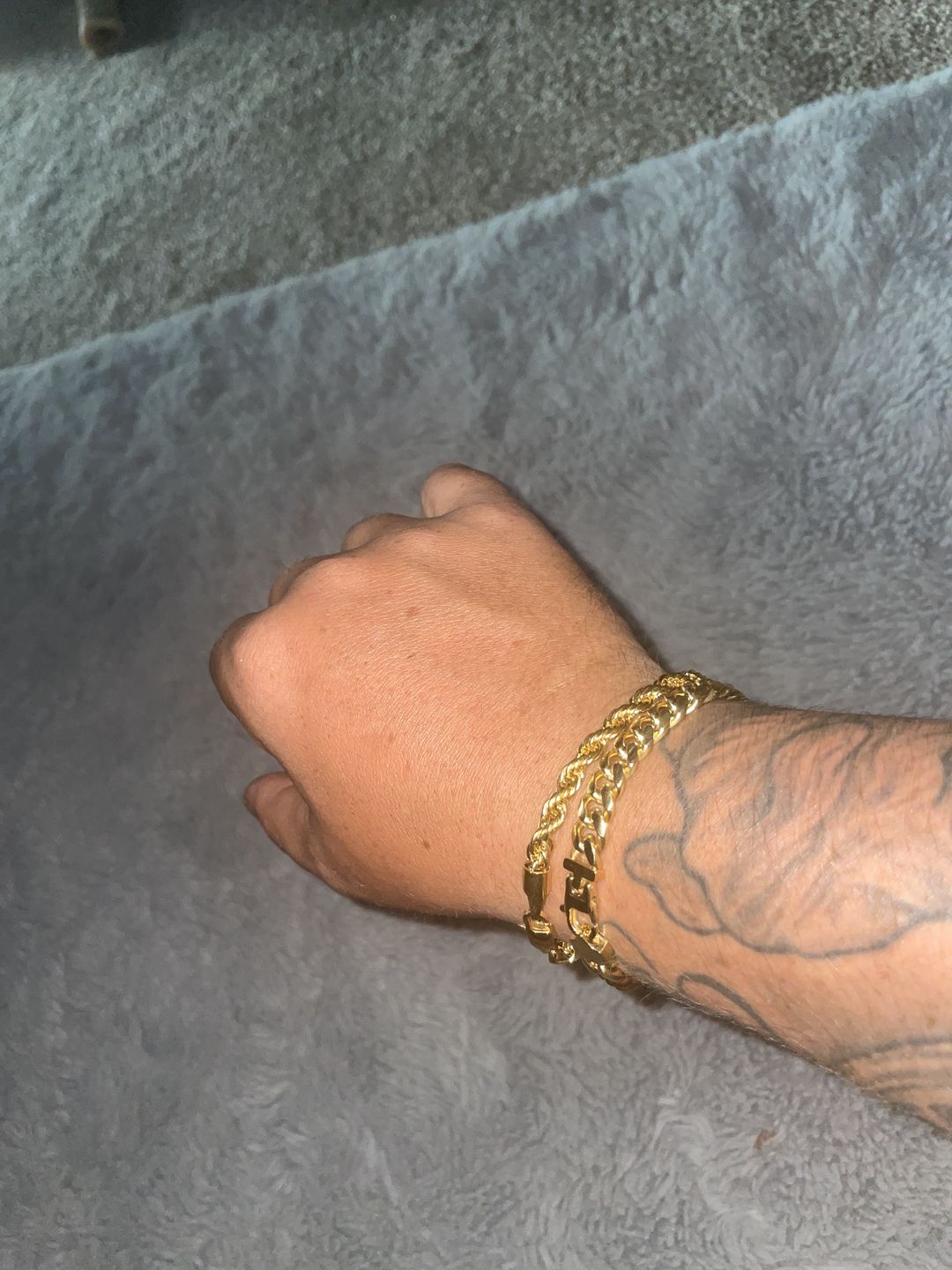 Customer photo review of Cuban 8mm + Rope 5mm Bracelet Stack - Gold RG320+RG322